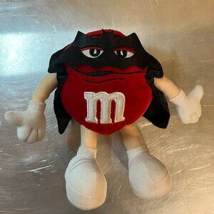 M and M Red Plush Stuffed Halloween Toy with Mask and Cape - Vintage 2002